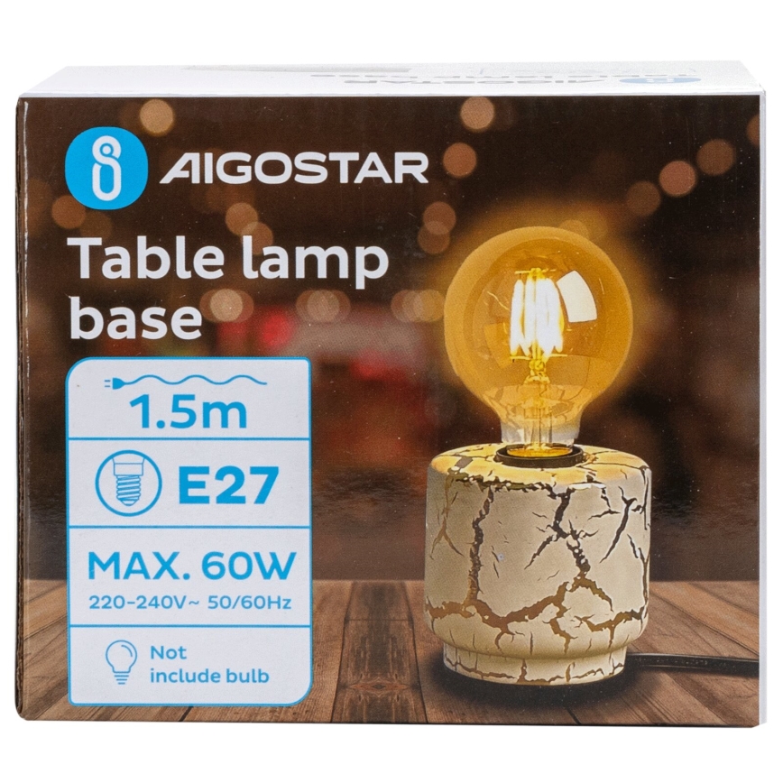 Aigostar - Namizna svetilka 1xE27/60W/230V bela/zlata
