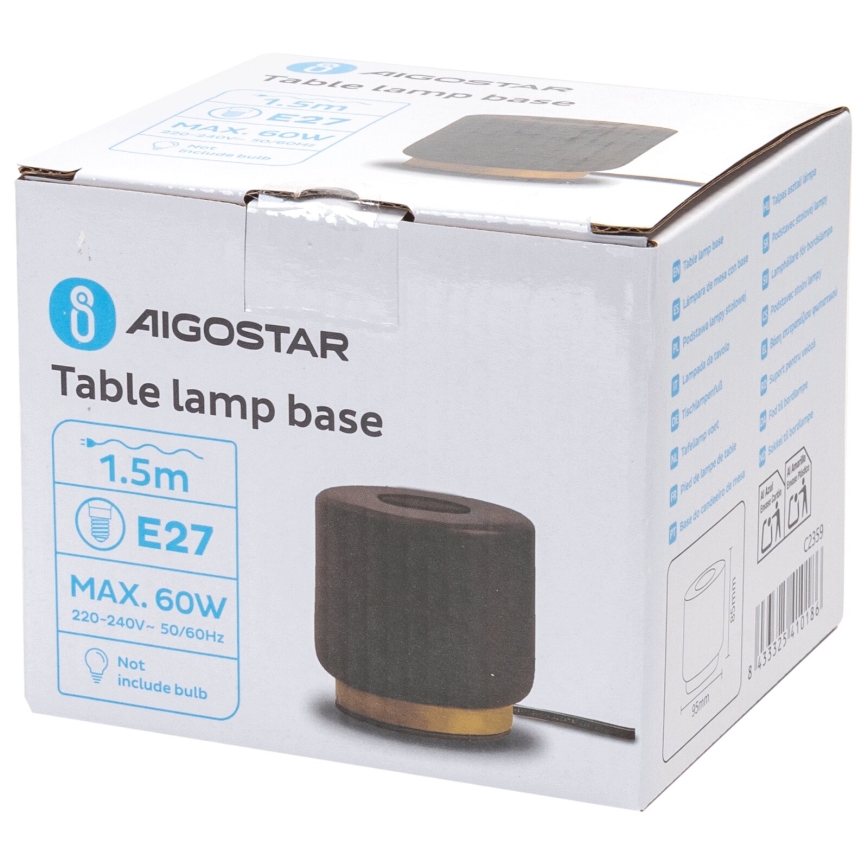 Aigostar - Namizna svetilka 1xE27/60W/230V črna