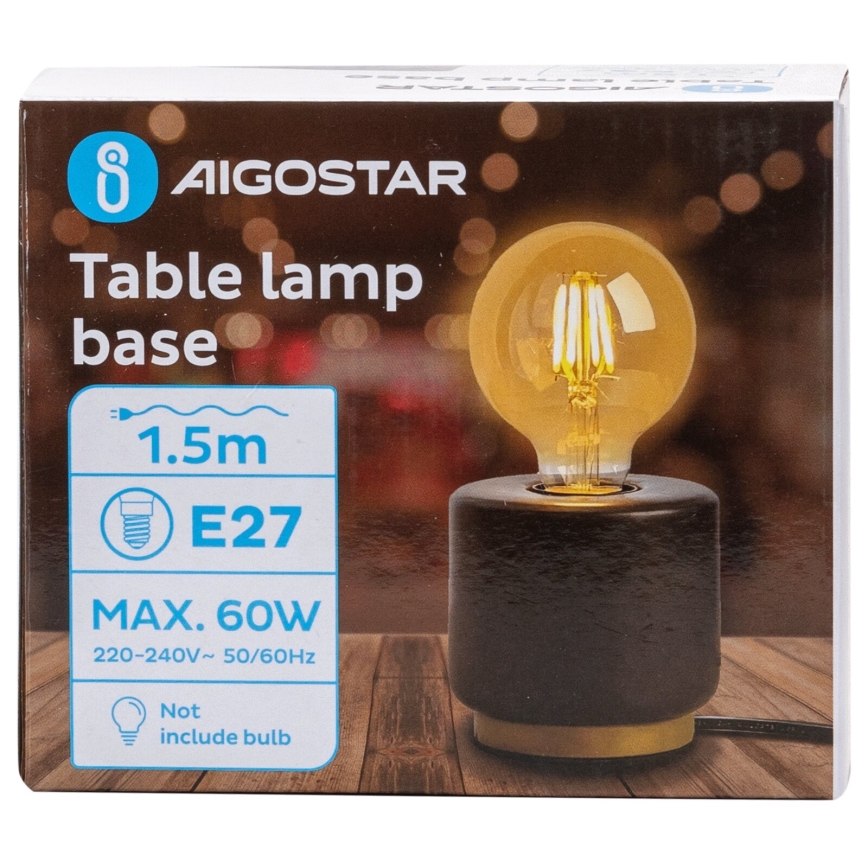 Aigostar - Namizna svetilka 1xE27/60W/230V črna