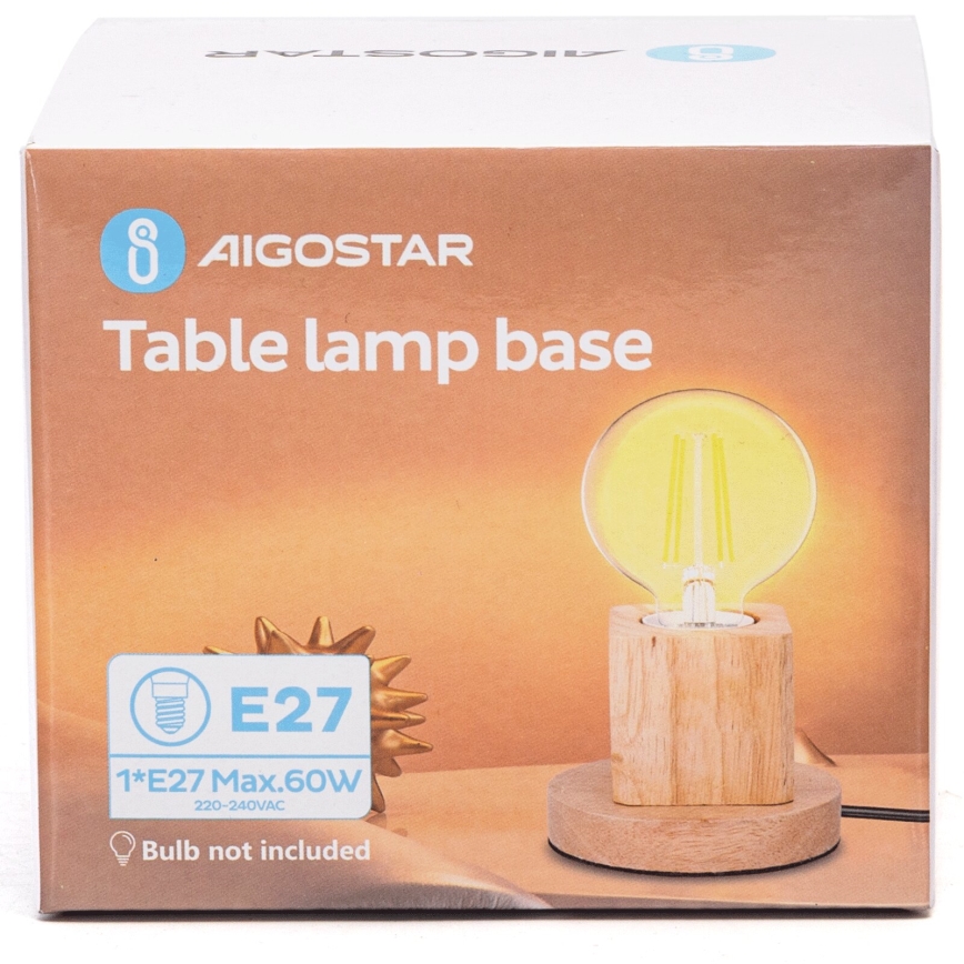 Aigostar - Namizna svetilka 1xE27/60W/230V kavčukovec