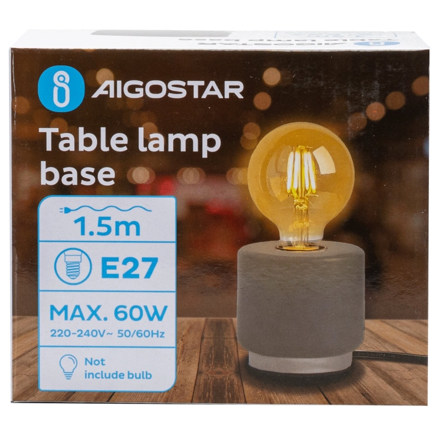 Aigostar - Namizna svetilka 1xE27/60W/230V siva