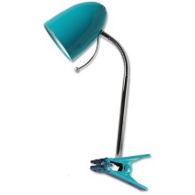 Aigostar - Namizna svetilka s sponko 1xE27/11W/230V modra/krom