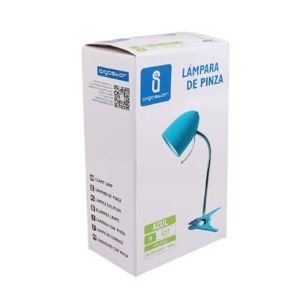 Aigostar -  Namizna svetilka s sponko 1xE27/11W/230V modra/sijajni krom