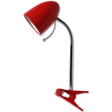 Aigostar - Namizna svetilka s sponko 1xE27/11W/230V rdeča/krom