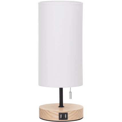 Aigostar - Namizna svetilka z USB priključkom 1xE27/40W/230V bež