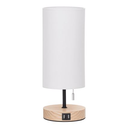 Aigostar - Namizna svetilka z USB priključkom 1xE27/40W/230V bež