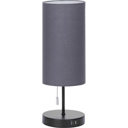 Aigostar - Namizna svetilka z USB priključkom 1xE27/40W/230V črna