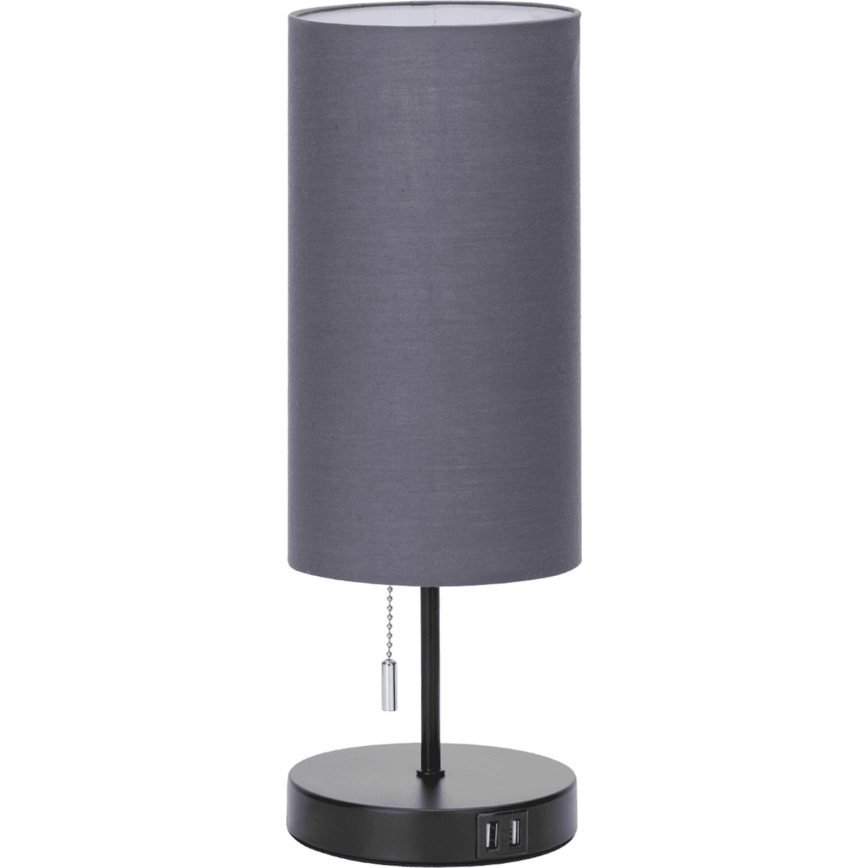 Aigostar - Namizna svetilka z USB priključkom 1xE27/40W/230V črna
