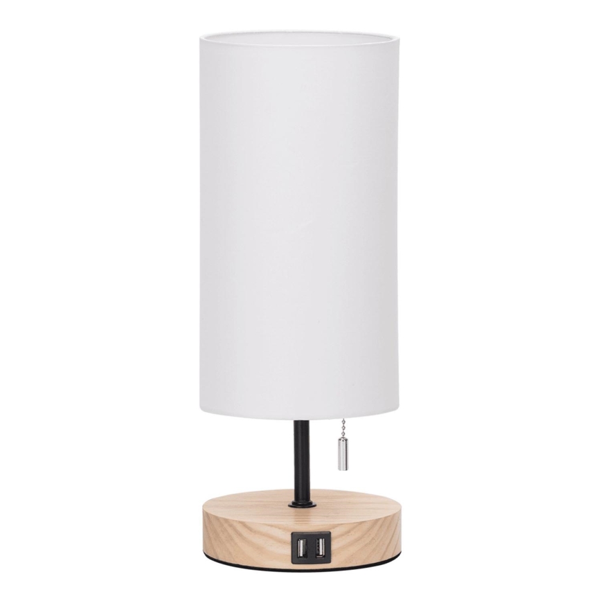 Aigostar - Namizna svetilka z USB-priključkom 1xE27/40W/230V črna/kremna