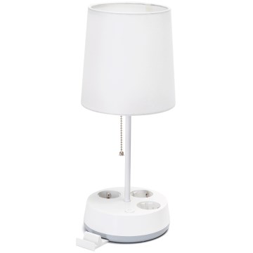 Aigostar - Namizna svetilka z vtičnicami 1xE27/60W/230V bela
