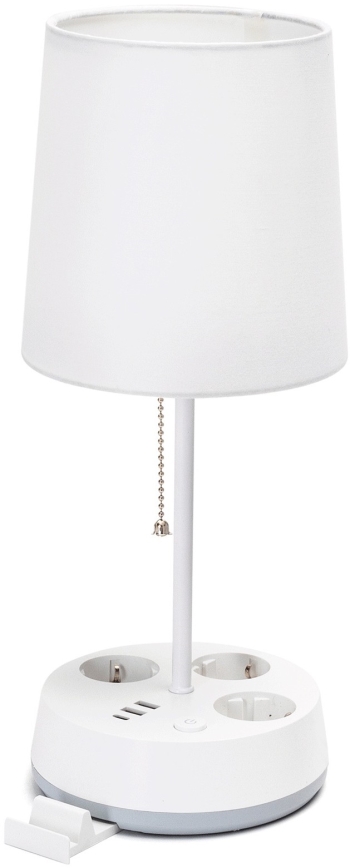 Aigostar - Namizna svetilka z vtičnicami in USB-vrati 1xE27/60W/230V bela