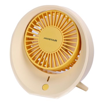 Aigostar - Namizni polnilni ventilator 3W/5V 1200mAh USB oranžna