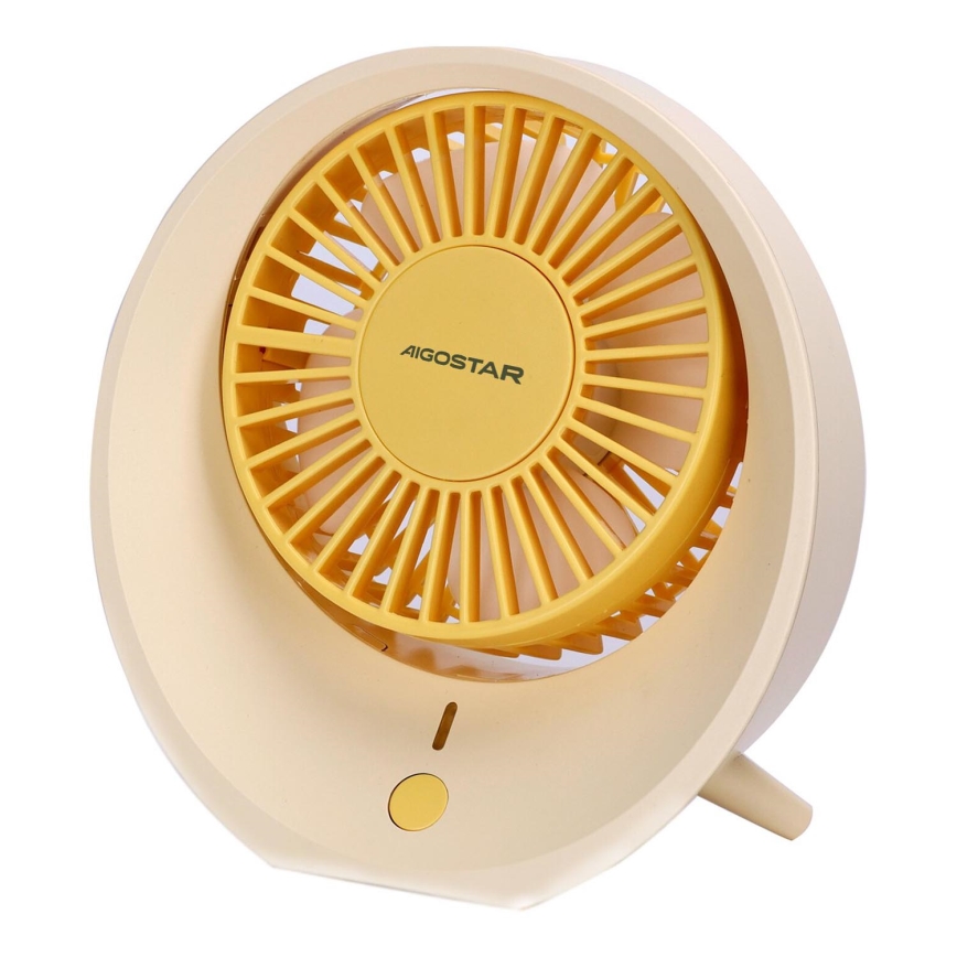 Aigostar - Namizni polnilni ventilator 3W/5V 1200mAh USB oranžna