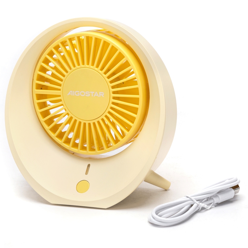 Aigostar - Namizni polnilni ventilator 3W/5V 1200mAh USB oranžna