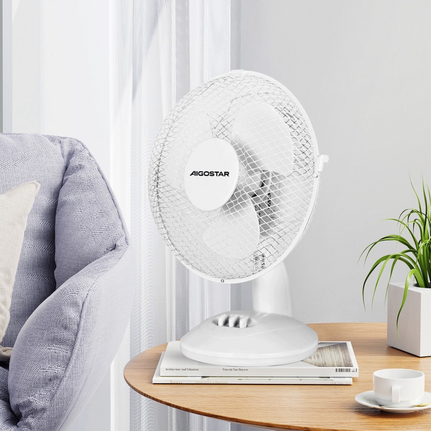 Aigostar - Namizni ventilator 20W/230V bela