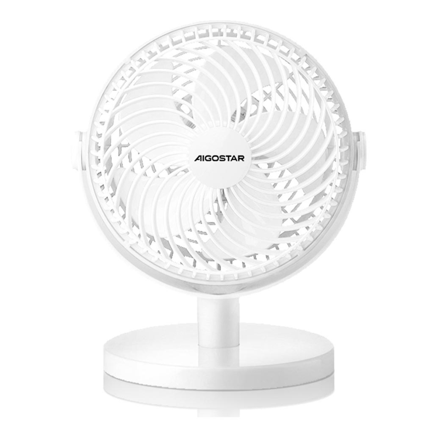Aigostar - Namizni ventilator 3W/5V bela