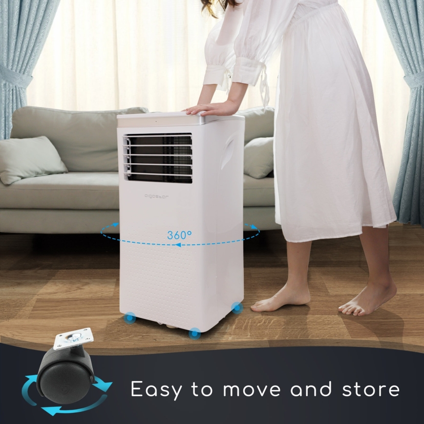 Aigostar - Pametna prenosna klimatska naprava 3v1 1003W/230V 9000 BTU Wi-Fi bela + daljinski upravljalnik