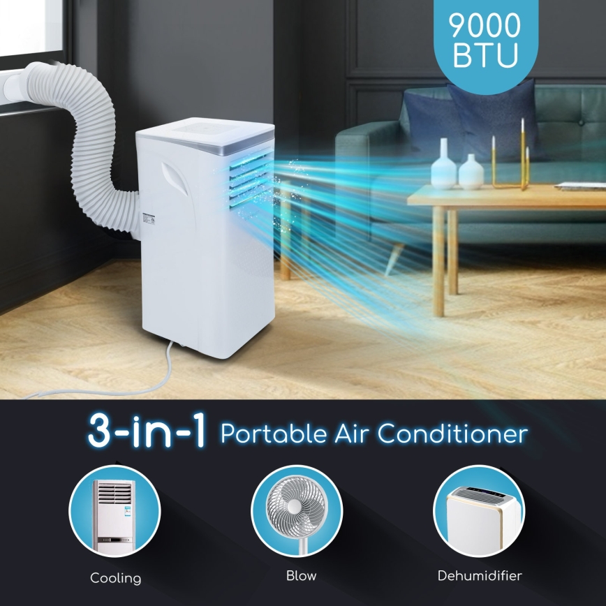 Aigostar - Pametna prenosna klimatska naprava 3v1 1003W/230V 9000 BTU Wi-Fi bela + daljinski upravljalnik