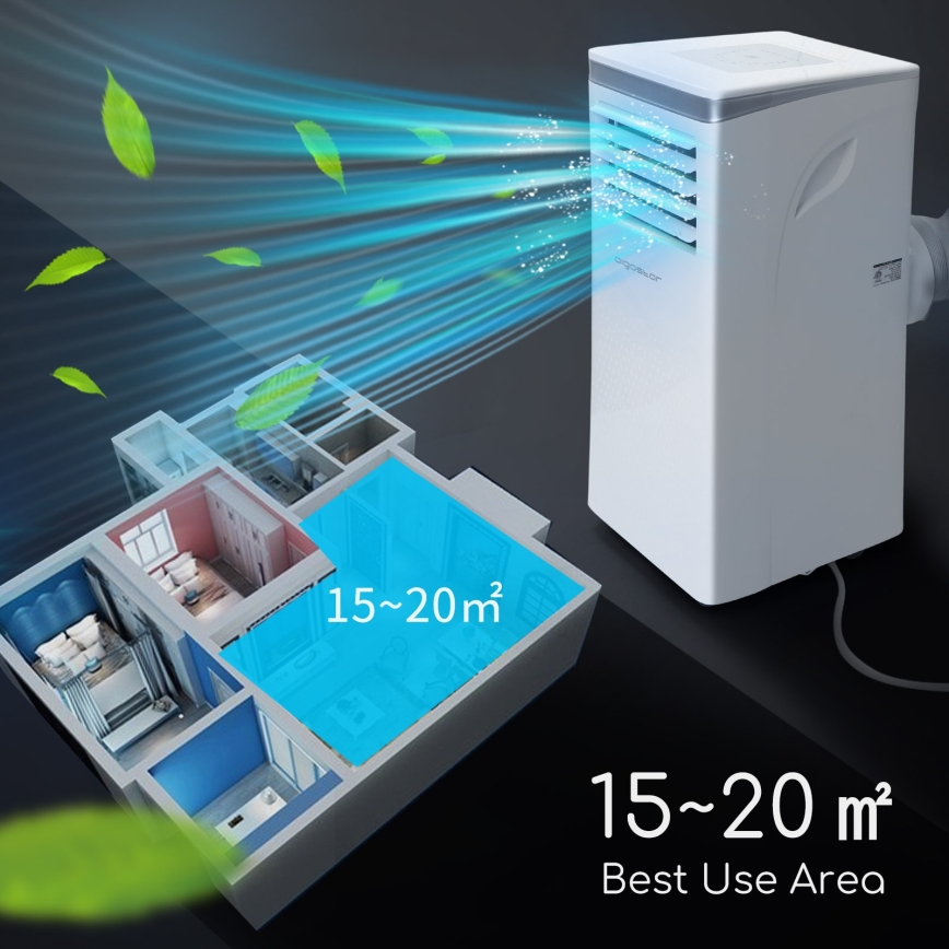 Aigostar - Pametna prenosna klimatska naprava 3v1 1003W/230V 9000 BTU Wi-Fi bela + daljinski upravljalnik