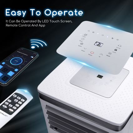 Aigostar - Pametna prenosna klimatska naprava 3v1 1003W/230V 9000 BTU Wi-Fi bela + daljinski upravljalnik