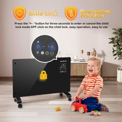 Aigostar - Pametni električni grelec/konvektor z LCD zaslonom ECO/1000/2000W Wi-Fi