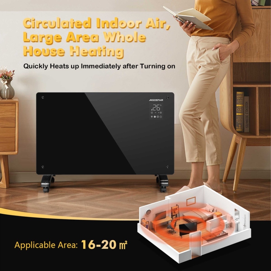 Aigostar - Pametni električni grelec/konvektor z LCD zaslonom ECO/1000/2000W Wi-Fi