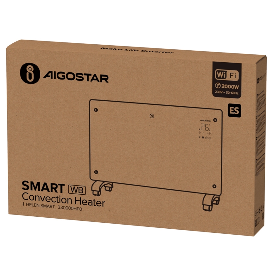 Aigostar - Pametni električni grelec/konvektor z LCD zaslonom ECO/1000/2000W Wi-Fi