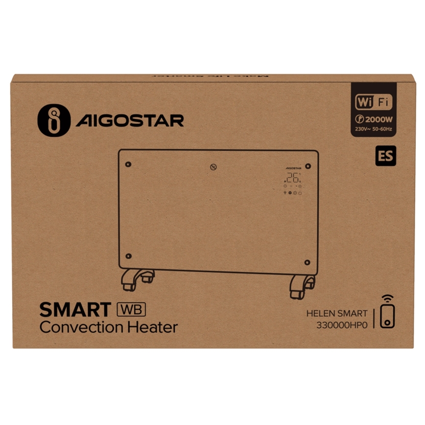 Aigostar - Pametni električni grelec/konvektor z LCD zaslonom ECO/1000/2000W Wi-Fi