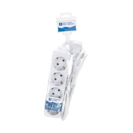 Aigostar - Podaljšek 4Z Tip F 1,5m bela SCHUKO