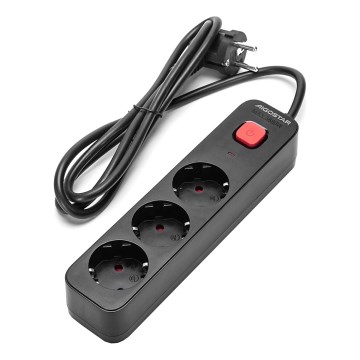 Aigostar - Podaljšek s stikalom 3Z Tip F 1,5m SCHUKO črna