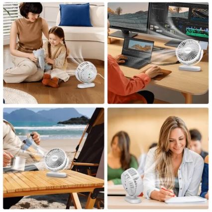 Aigostar - Polnilni namizni ventilator 4W/5V 1500mAh bel