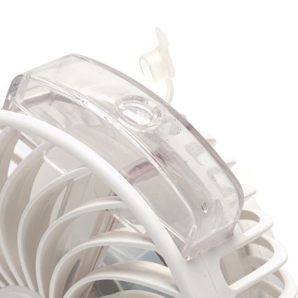 Aigostar - Polnilni namizni ventilator s sponko 2W/5V 2400mAh USB bela