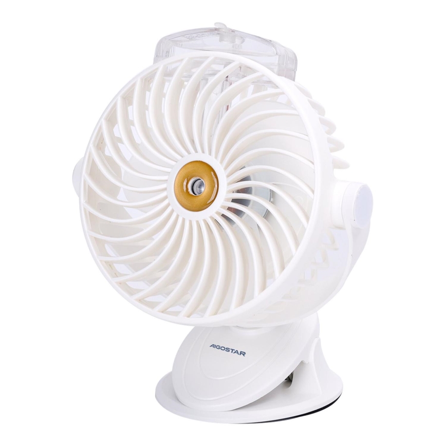 Aigostar - Polnilni žepni ventilator 2W/5V 2400mAh USB bela