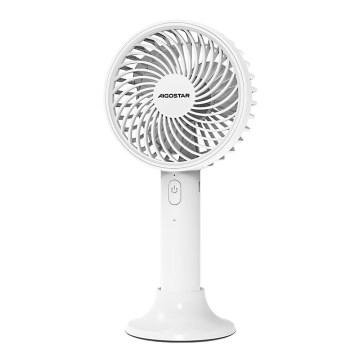 Aigostar - Polnilni žepni ventilator 3W/5V 1500mAh USB bela