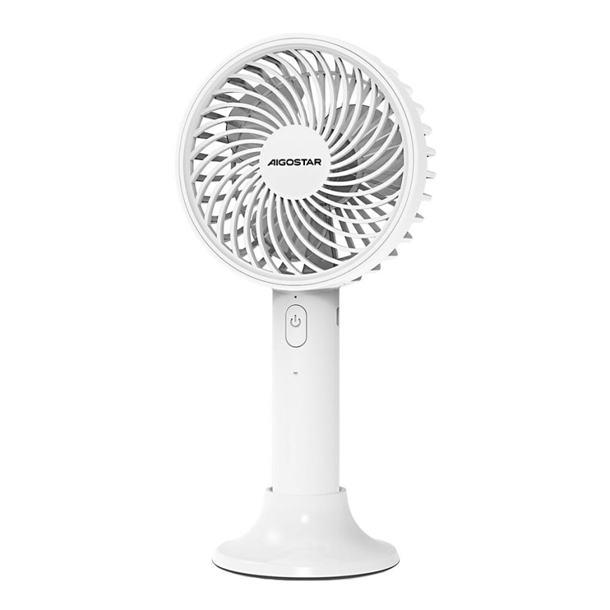 Aigostar - Polnilni žepni ventilator 3W/5V 1500mAh USB bela