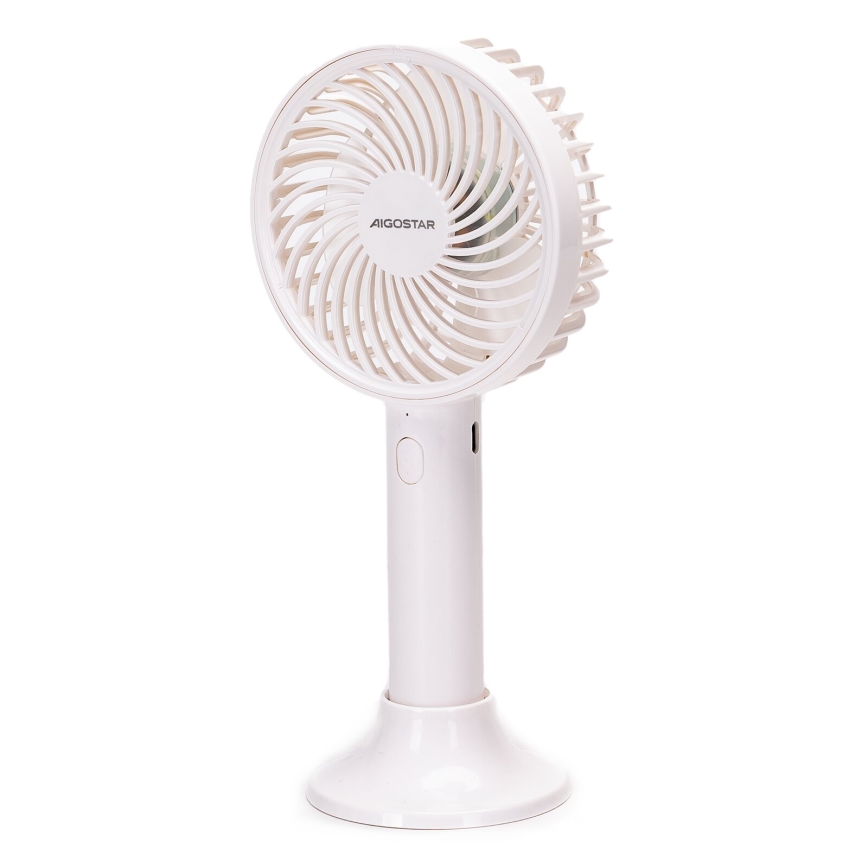 Aigostar - Polnilni žepni ventilator 3W/5V 1500mAh USB bela