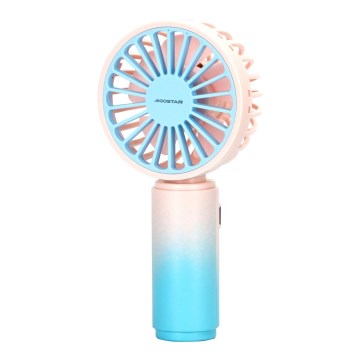 Aigostar - Polnilni žepni ventilator 3W/5V 500mAh USB roza/modra