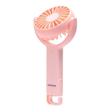 Aigostar - Polnilni žepni ventilator 4,5W/3,7V 1200mAh USB roza