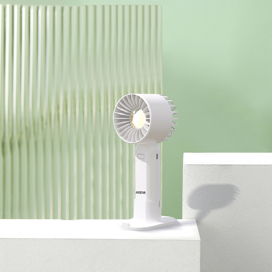 Aigostar - Polnilni žepni ventilator 4W/5V 500mAh USB bela