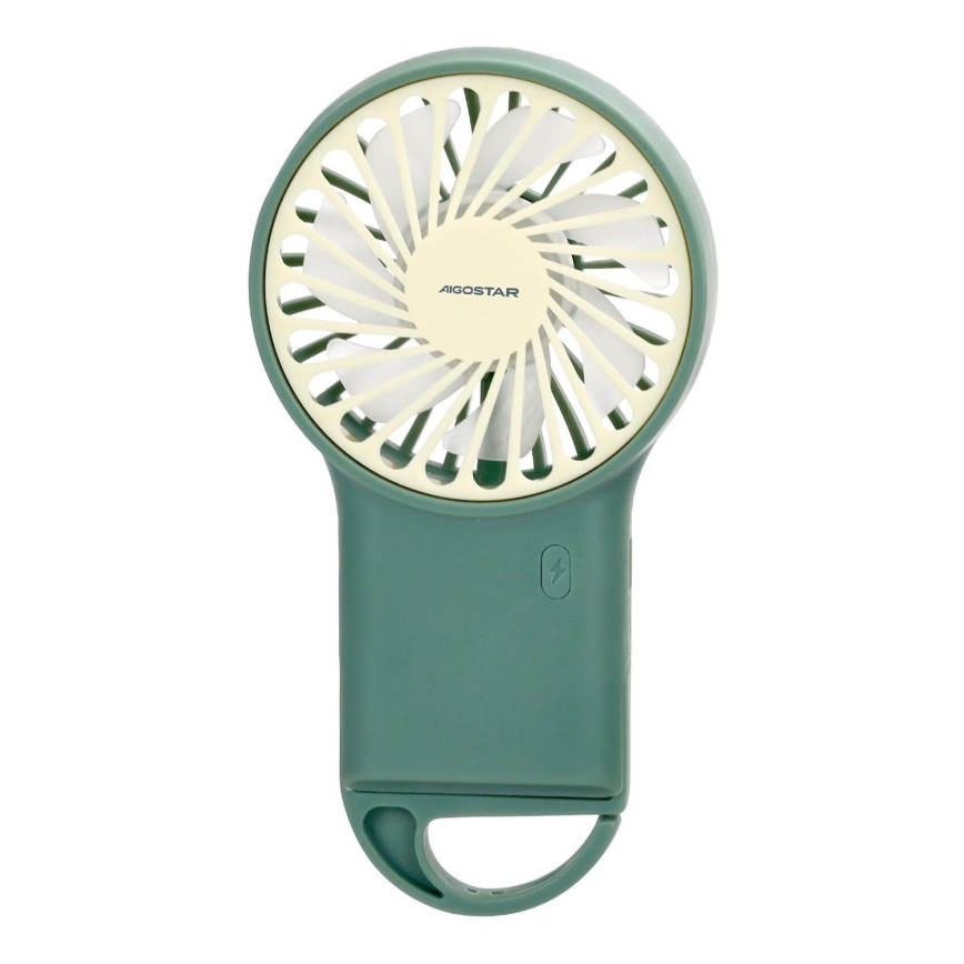 Aigostar - Polnilni žepni ventilator 4W/5V 500mAh USB zelena