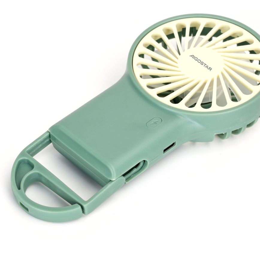 Aigostar - Polnilni žepni ventilator 4W/5V 500mAh USB zelena