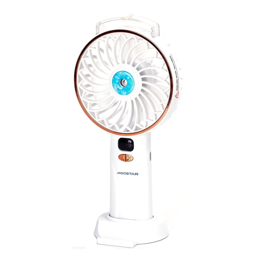 Aigostar - Polnilni žepni ventilator 5W/5V 2400mAh USB bela