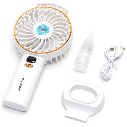 Aigostar - Polnilni žepni ventilator 5W/5V 2400mAh USB bela