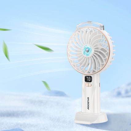 Aigostar - Polnljiv žepni ventilator 5W/5V 2400mAh USB bela