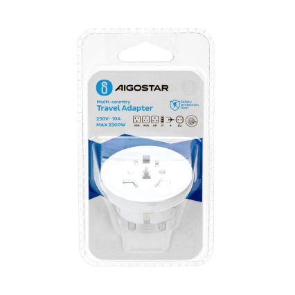 Aigostar - Potovalni adapter za EU, bel