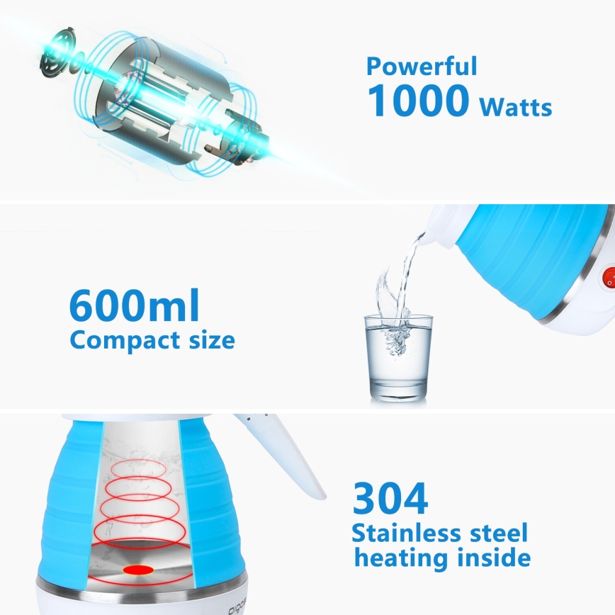 Aigostar - Potovalni grelnik vode 600ml 1000W/230V