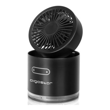 Aigostar - RGB Brezžični mini namizni ventilator z učinkom megle MIST 10W/5V črna