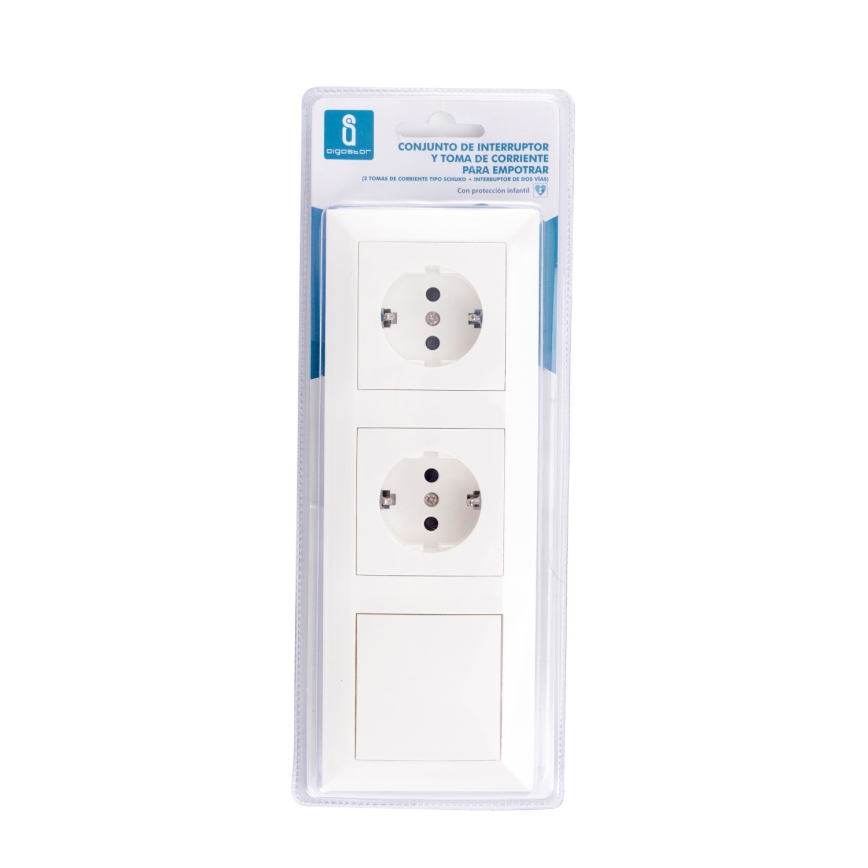 Aigostar - SET 2x Hišna vtičnica s stikalo 2x16A/250V SCHUKO