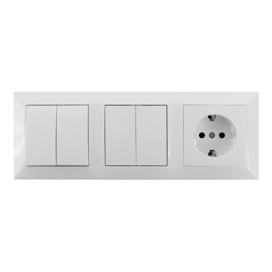 Aigostar - SET 2x Hišno stikalo 2-gumba z vtičnico 1x16A/250V SCHUKO