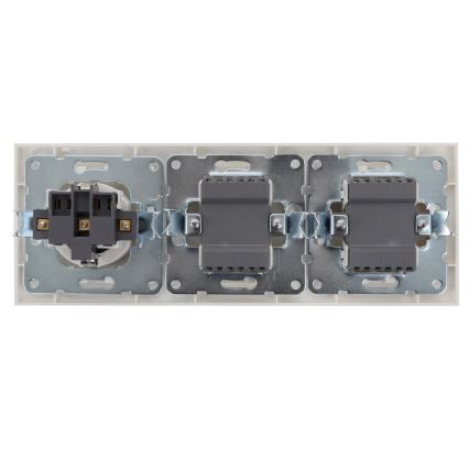 Aigostar - SET 2x Hišno stikalo 2-gumba z vtičnico 1x16A/250V SCHUKO